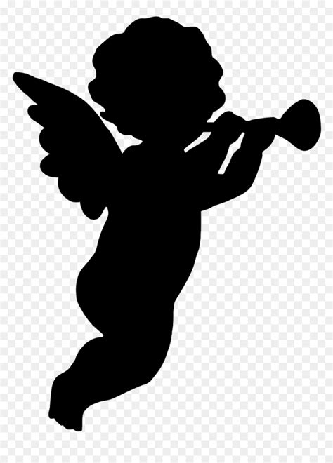 Baby Angel Silhouette Png, Transparent Png - vhv