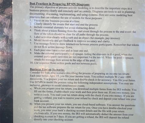 Best Practices in Preparing BPMN Diagrams The primary | Chegg.com