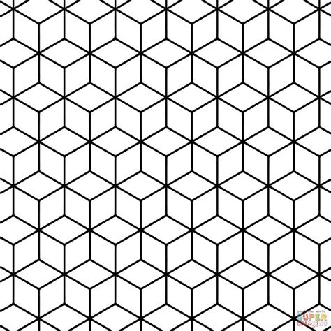 Geometric Tessellation with Rhombus Pattern Coloring page | Free Printable Coloring Pa ...