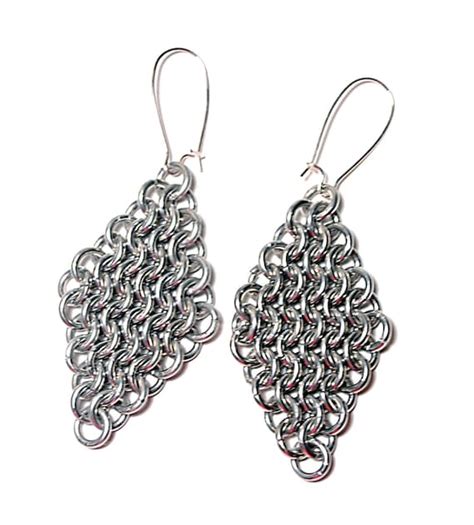 Chainmaille Earrings Diamond Earrings by ZoesWishingWell on Etsy