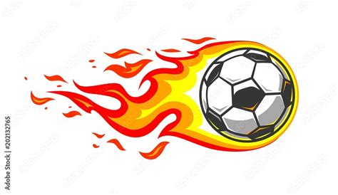 Soccer ball in burning fire flames Stock Vector | Adobe Stock