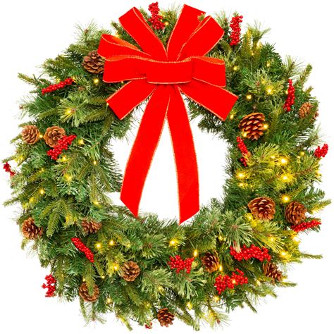 Best Choice Products 24in Pre-Lit Battery Powered Christmas Wreath Decoration w/ 70 Lights, 96 ...