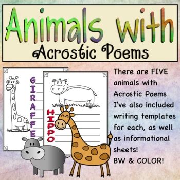 Animals with Acrostic Poems by Angie's Creative Corner | TPT