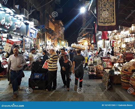 Khan El Khalili Bazaar in Cairo. Editorial Image - Image of attraction, night: 161451365