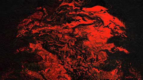 Red Dragon - Contemporary Red Dark Abstract Painting Painting by Modern Art Prints