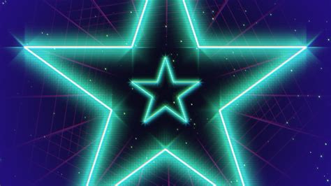 Premium stock video - Neon stars with laser lines and starry fields in dark galaxy