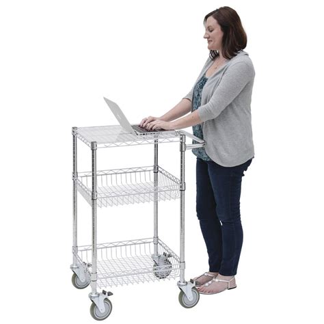 HUBERT® Chrome-Plated Steel Mobile Workstation Cart - 24"L x 21"W x 39 3/4"H