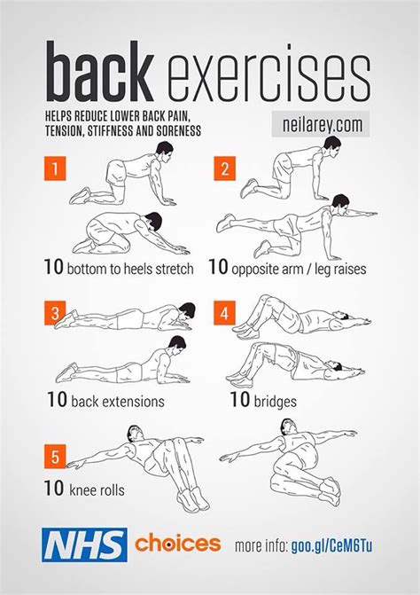 NHS back exercises | Flexibility workout, Back exercises, Back strengthening exercises