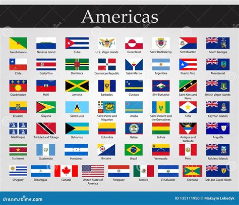 Flags of All Countries of the American Continents Stock Illustration - Illustration of america ...