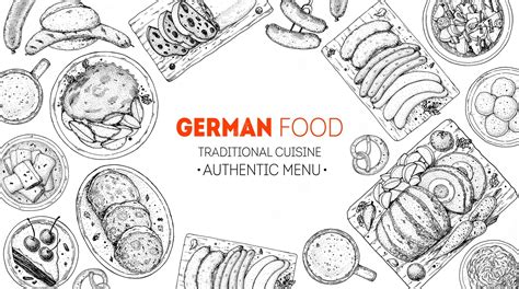 Premium Vector | German food menu sketches design template hand drawn vector illustration german ...