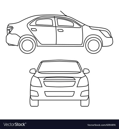 Drawing car side view Royalty Free Vector Image