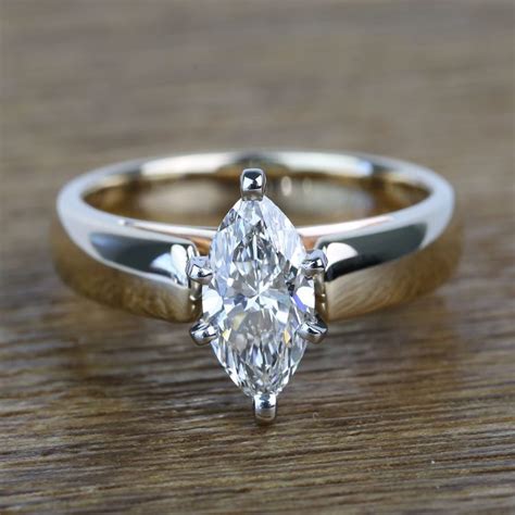 Cathedral 1 Carat Marquise Solitaire Diamond Engagement Ring