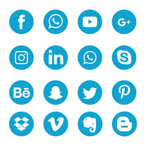 Blue Social Media Icons, Social Media Icons, Social Media, Social Media Logo PNG and Vector with ...