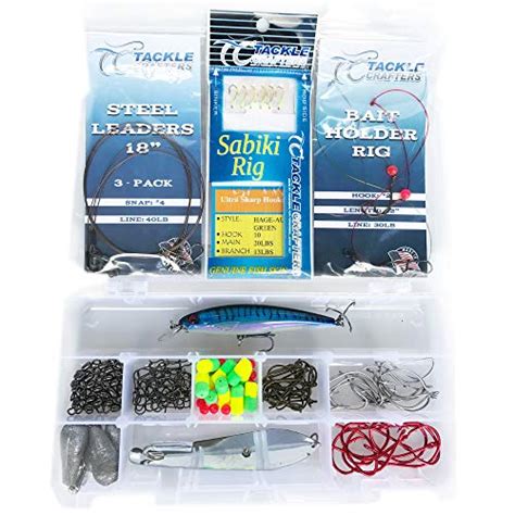 Saltwater Surf Fishing Gear Tackle Box Set – 146 pcs, Hooks, Stainless Steel Leaders, Surf ...