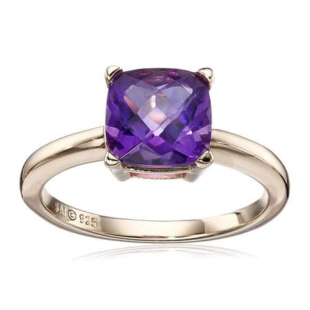 Natural Amethyst Solitaire Ring in 14K Rose Gold-Plated Sterling Silver | Amethyst Solitaire ...