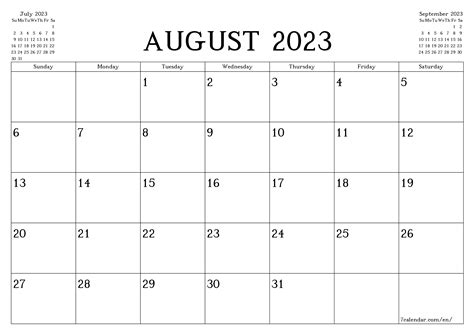 August 2023 Calendar 2023 - Get Latest Map Update