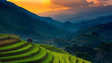 Download wallpaper 3840x2160 rice farms, landscape, horizon, mountains, philippines 4k wallpaper ...