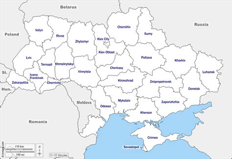 Ukraine free map, free blank map, free outline map, free base map boundaries, regions, names