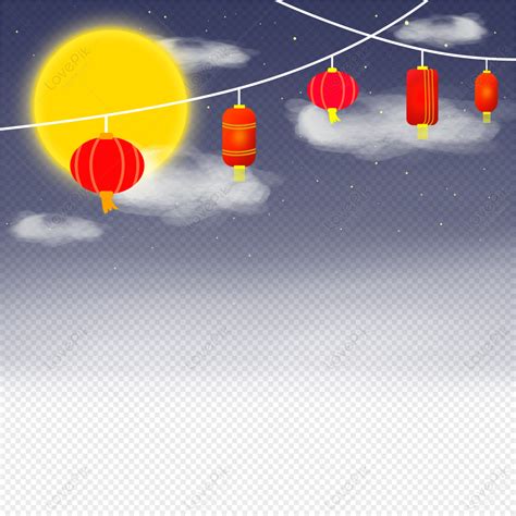 Mid-autumn Festival Full Moon Night Lantern, Night, Mid Autumn Festival, Autumn Night Free PNG ...