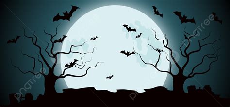 Halloween Background Of Scary Night In Full Moon, Tree, Light, Forest Background Image And ...