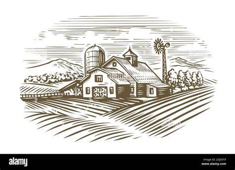 Hand drawn farm. Agriculture, farming sketch vintage vector Stock Vector Image & Art - Alamy