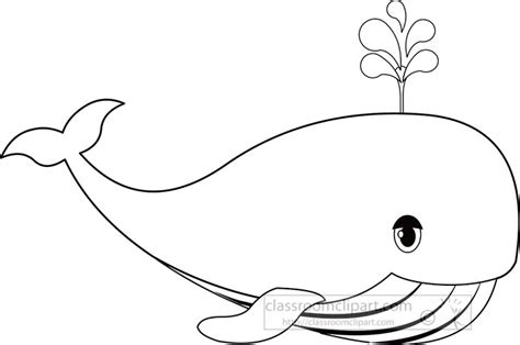 Whale Clipart Clipart - whale-black-white-outline-illustrated-vector - Classroom Clipart