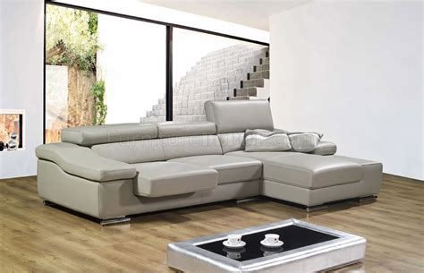 Full Leather Modern Sectional Sofa A567 Grey