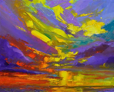 Coloful Sunset, Oil Painting, Modern Impressionist Art Painting by Patricia Awapara