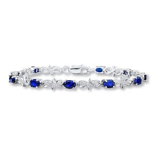 Lab-Created Sapphires Bracelet with Diamonds Sterling Silver | Kay