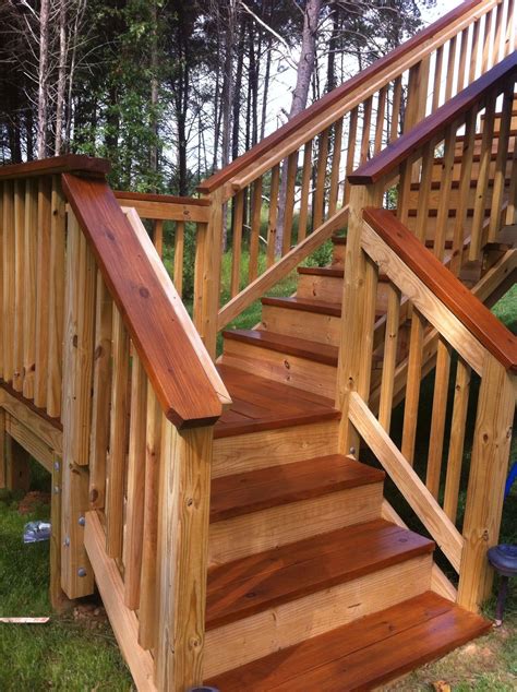 Two toned stained deck. | Building a deck, Outdoor deck, Deck railings