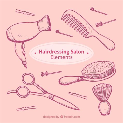 Premium Vector | Sketches hairdressing salon objects set