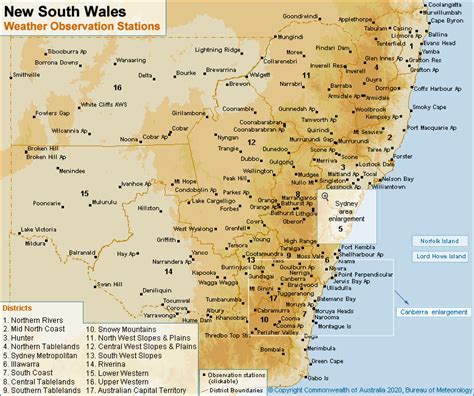 New South Wales Weather Observation Stations