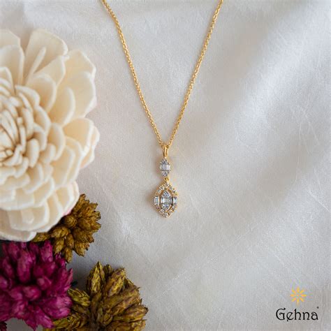 Shop Modern Diamond Pendant with 18K Gold Chain for Women | Gehna