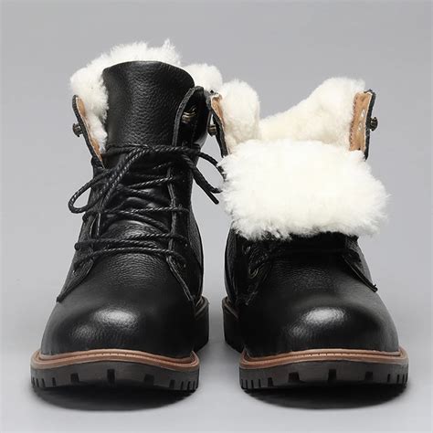 Aliexpress.com : Buy Natural Wool Men Winter Boots Size 35~48 Warmest Genuine Leather Russian ...