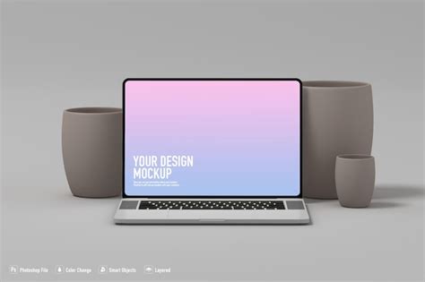 Premium PSD | Laptop mockup on white background