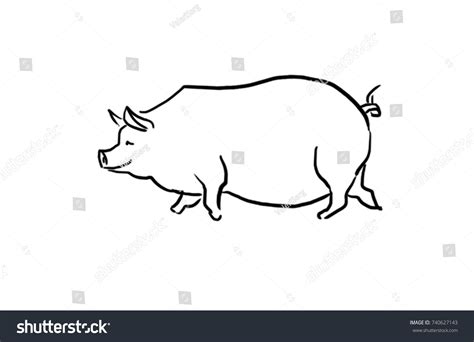 Pig Side View Black White Vector Stock Vector (Royalty Free) 740627143 | Shutterstock