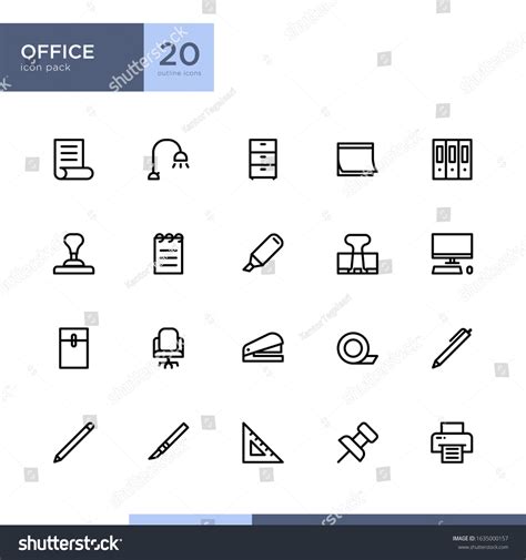 Office Icon Pack Outline Style Stock Vector (Royalty Free) 1635000157 ...