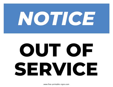 Printable Out Of Service Sign – Free Printable Signs