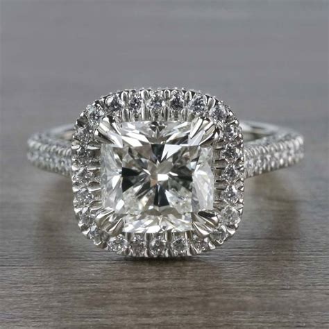 Sparkling 2 Carat Cushion Cut Diamond Ring With Diamond Halo