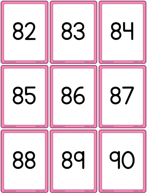 free printable number flashcards 1 100 with words pdf number dyslexia - numbers 1 to 100 esl ...