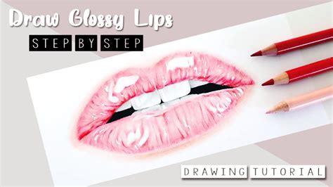 HOW TO DRAW REALISTIC GLOSSY LIPS with Colored Pencils: Easy Step By Step Tutorial - YouTube