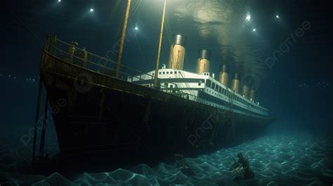 An Underwater View Of The Titanic Ship Background, Real Titanic Pictures Underwater, Sea ...