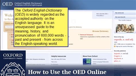 How to Use the Oxford English Dictionary Online | Oxford Academic - YouTube