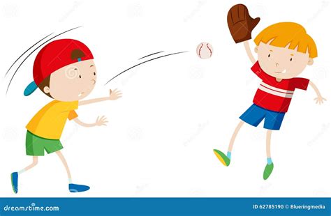 Two Boys Throwing And Catching Ball Stock Vector - Image: 62785190