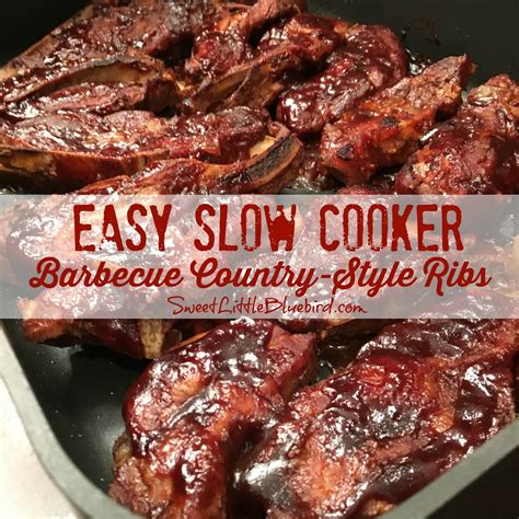 Easy Slow Cooker Barbecue Country-Style Ribs - Sweet Little Bluebird