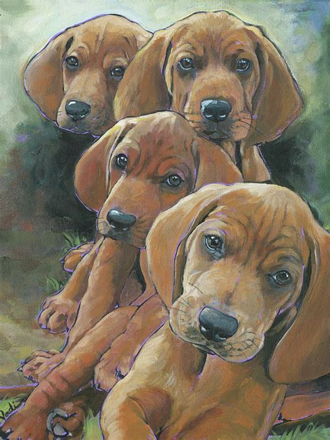 Redbone Coonhound Puppies Painting by Nadi Spencer - Fine Art America