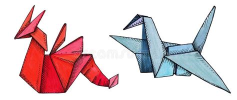 Origami Colorful Paper Animals Drawn Stock Photo - Image of cognition, object: 302584104