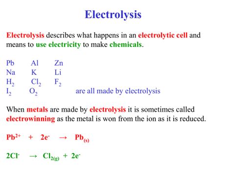 Application of Electrolytic Cells