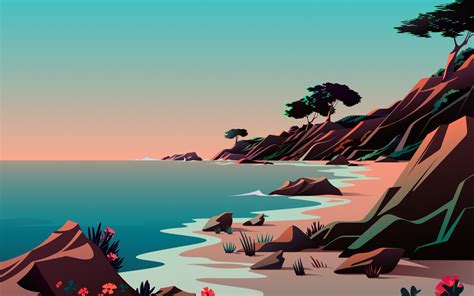 1440x900 Resolution Beach Minimalist Digital Art 5K 1440x900 Wallpaper - Wallpapers Den