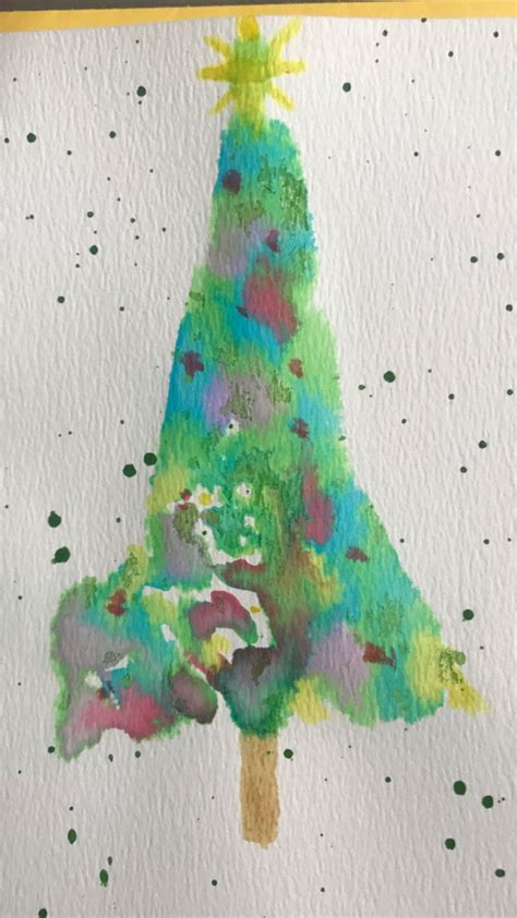 Watercolor. Christmas tree card.